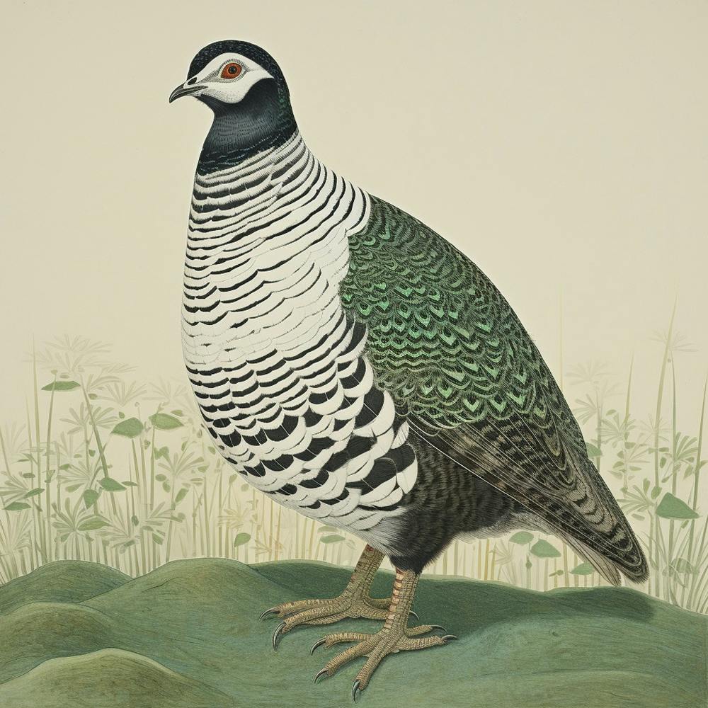 Ohara Koson Inspired Bird Painting Partridge 3 Square