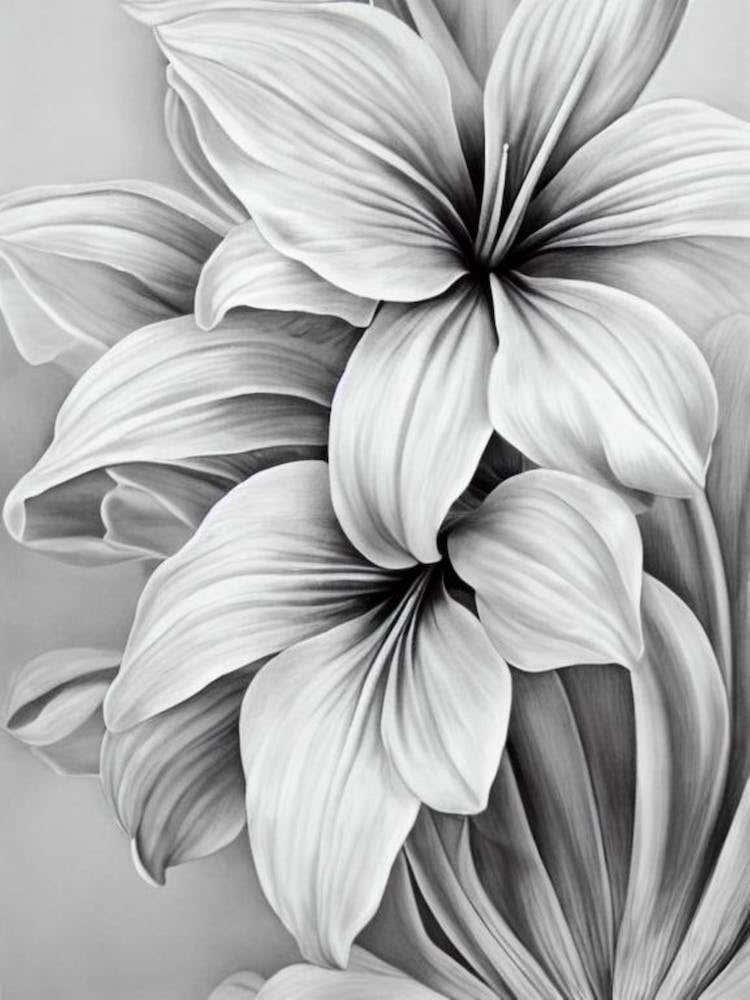 Amaryllis B&W Pencil 3 Flower