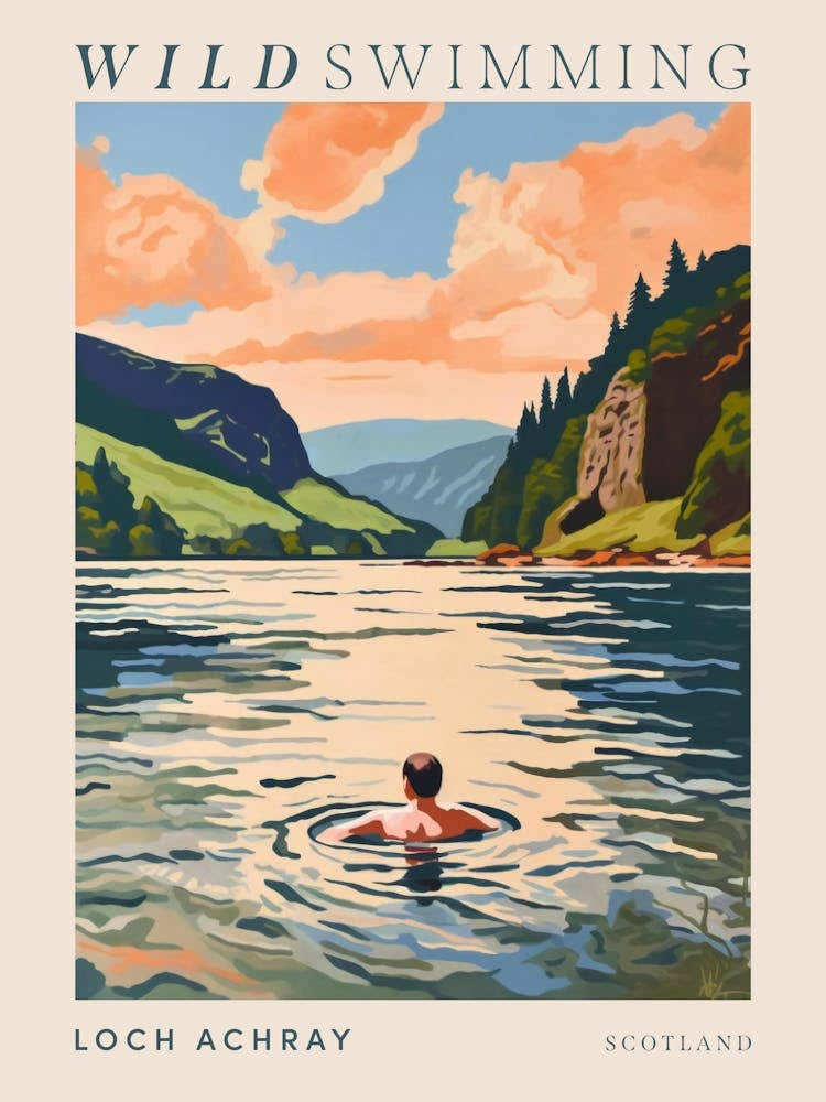 Wild Swimming At Loch Achray Scotland 1 Poster