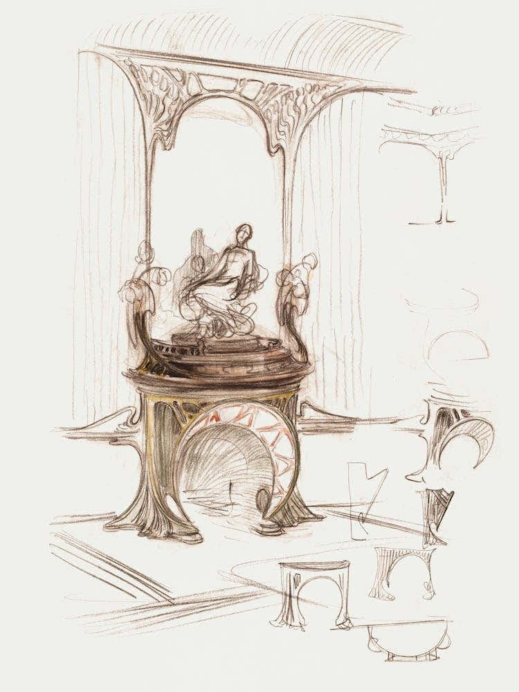 Sketch For A Fireplace, Alphonse Mucha