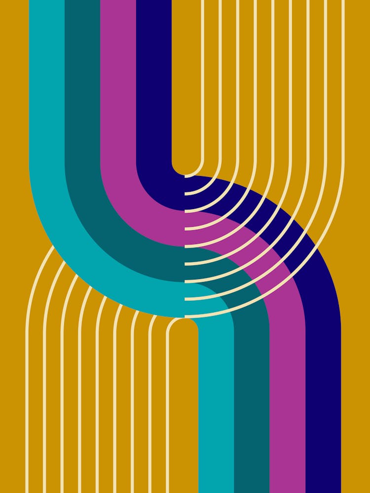 Midcentury Modern Geometric Rainbow Abstract Vii In Persian Vibes 01