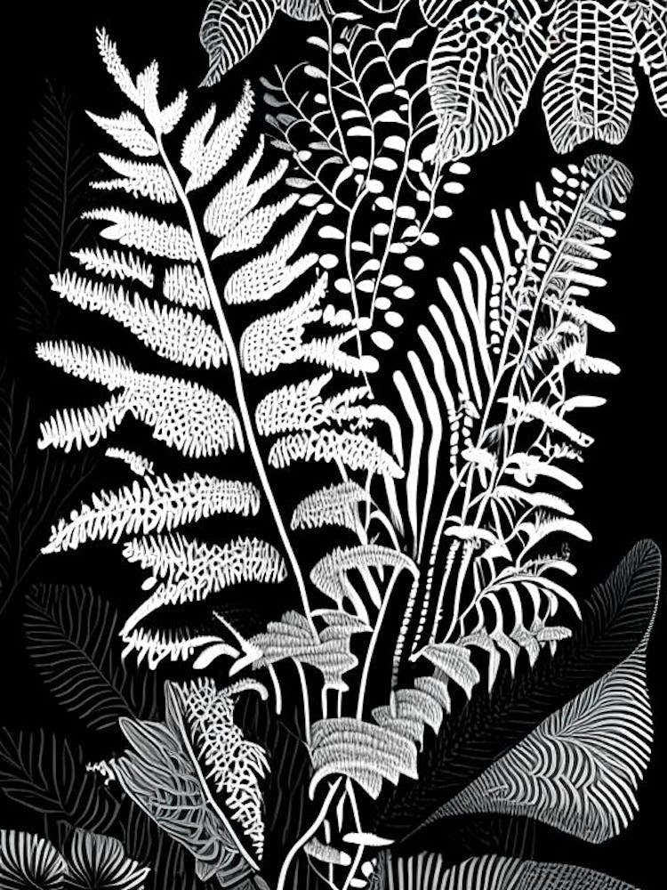 Southern Maidenhair Fern Linocut