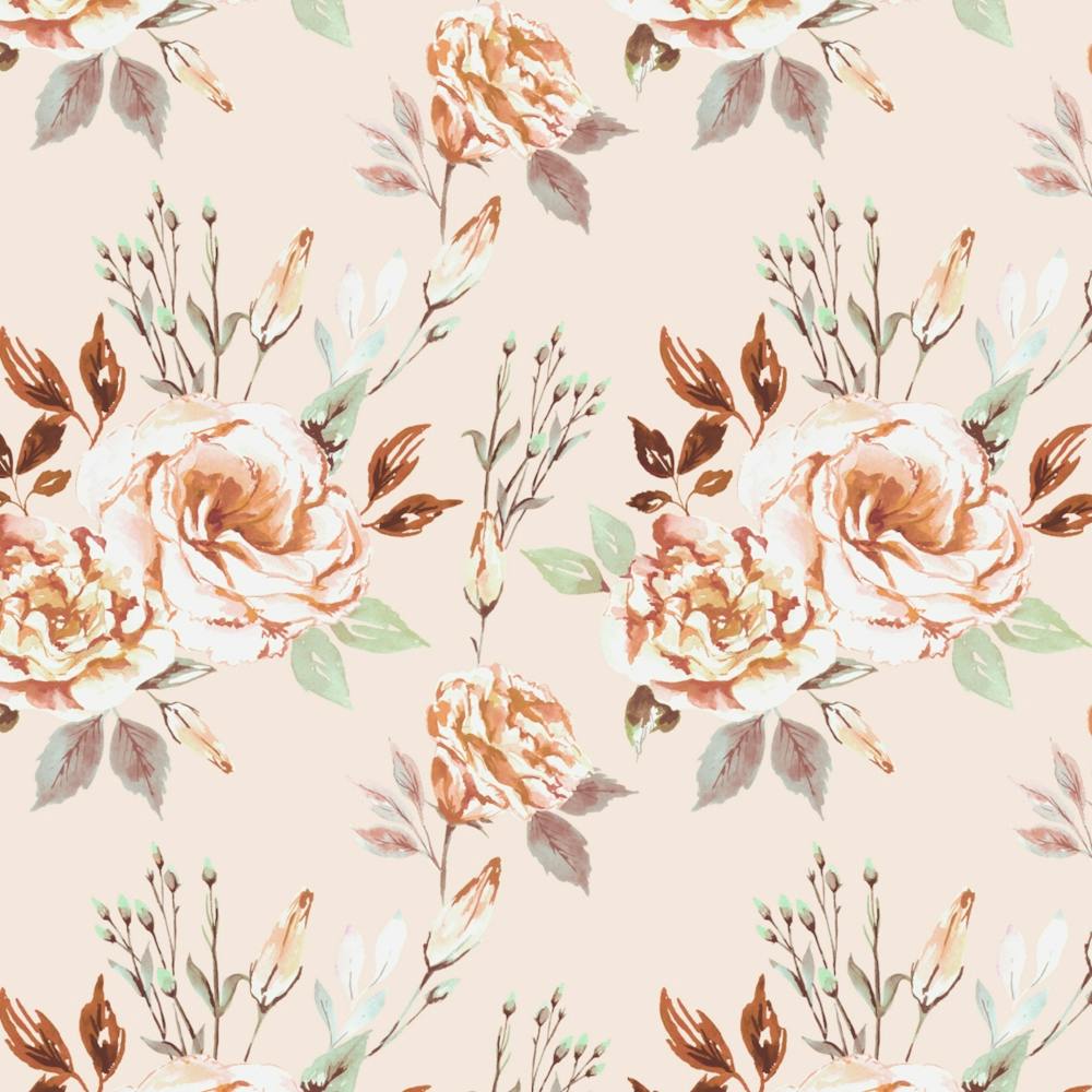 Watercolor Floral bouquets Beige