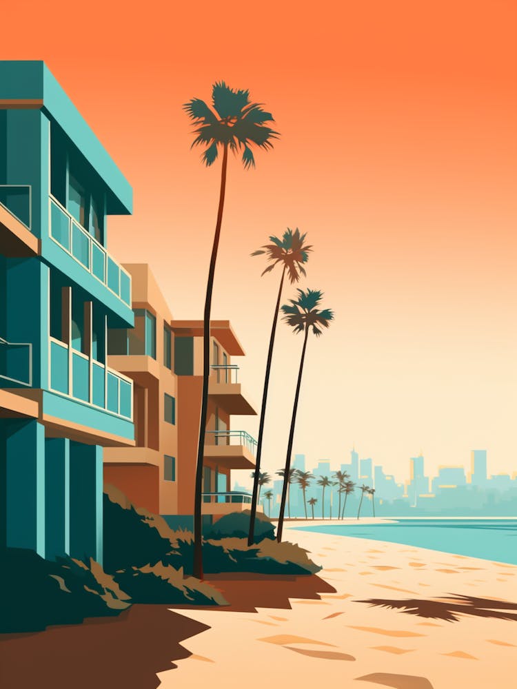 Newport Beach California Mediterranean Style Illustration 3