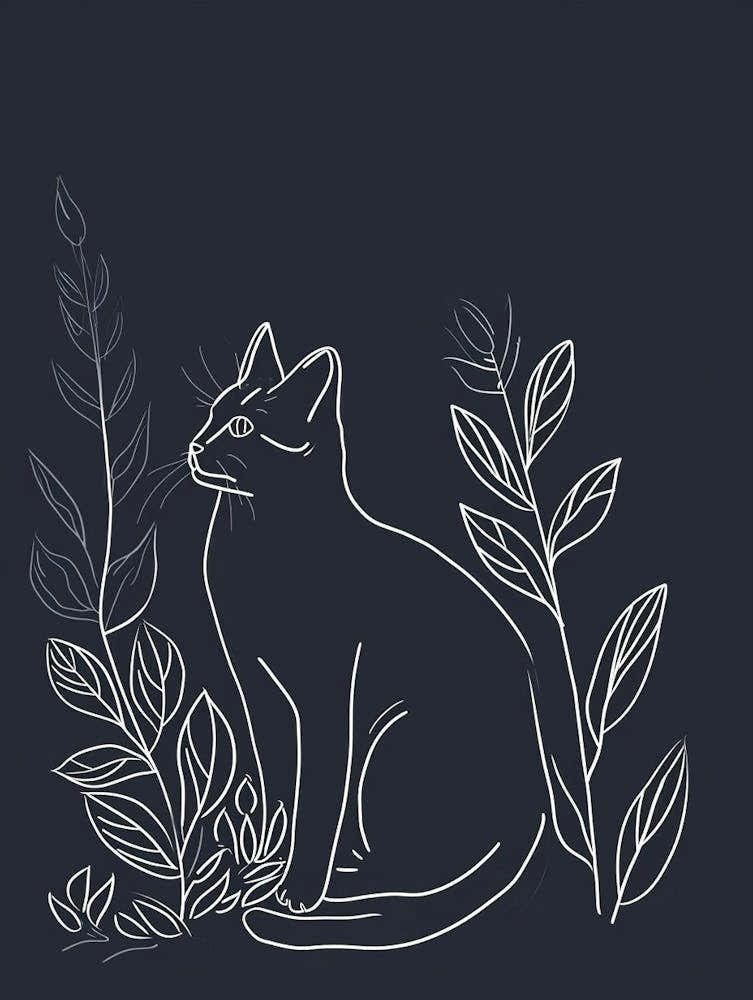 Russian Blue Cat Minimalist Illustration 3