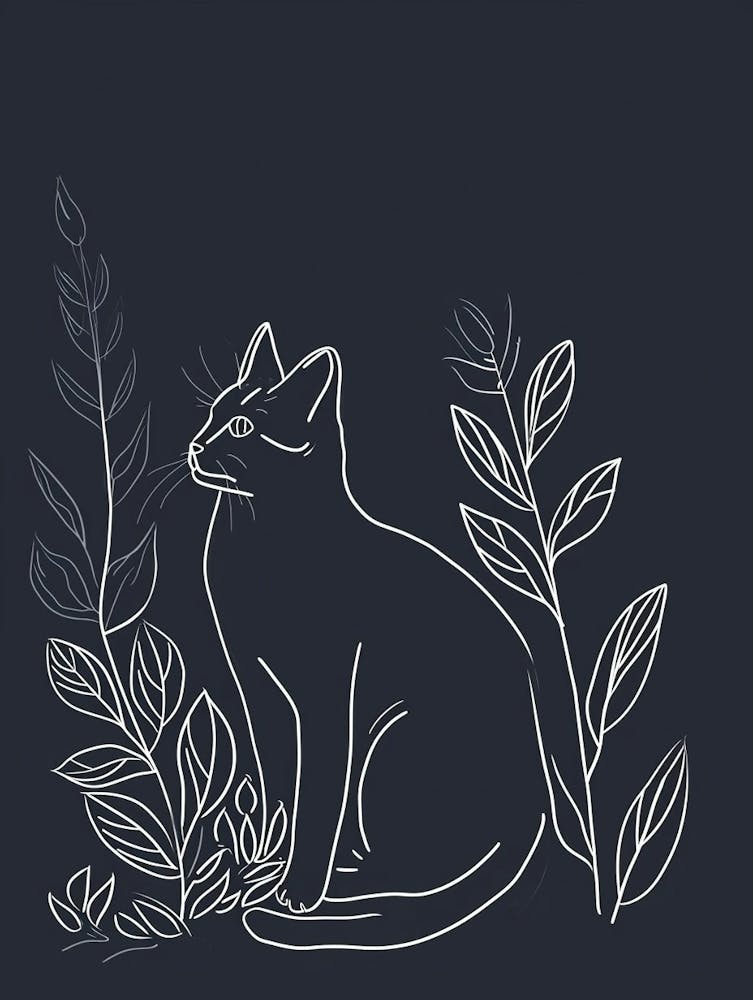 Russian Blue Cat Minimalist Illustration 3