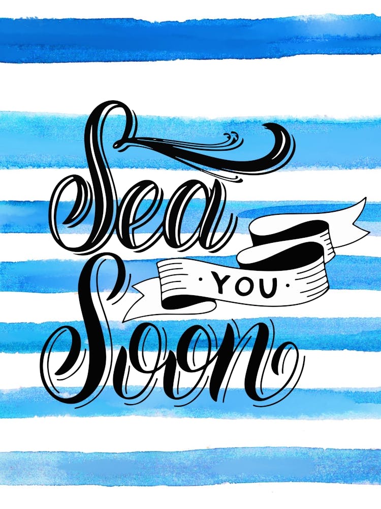 Sea you soon - travel poster, vector art, positive tropical motivation 19