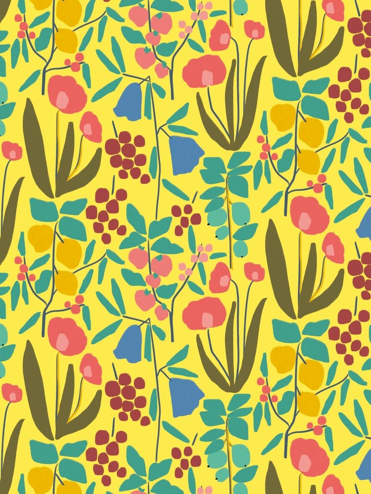 Flower And Fruits Garden Yellow