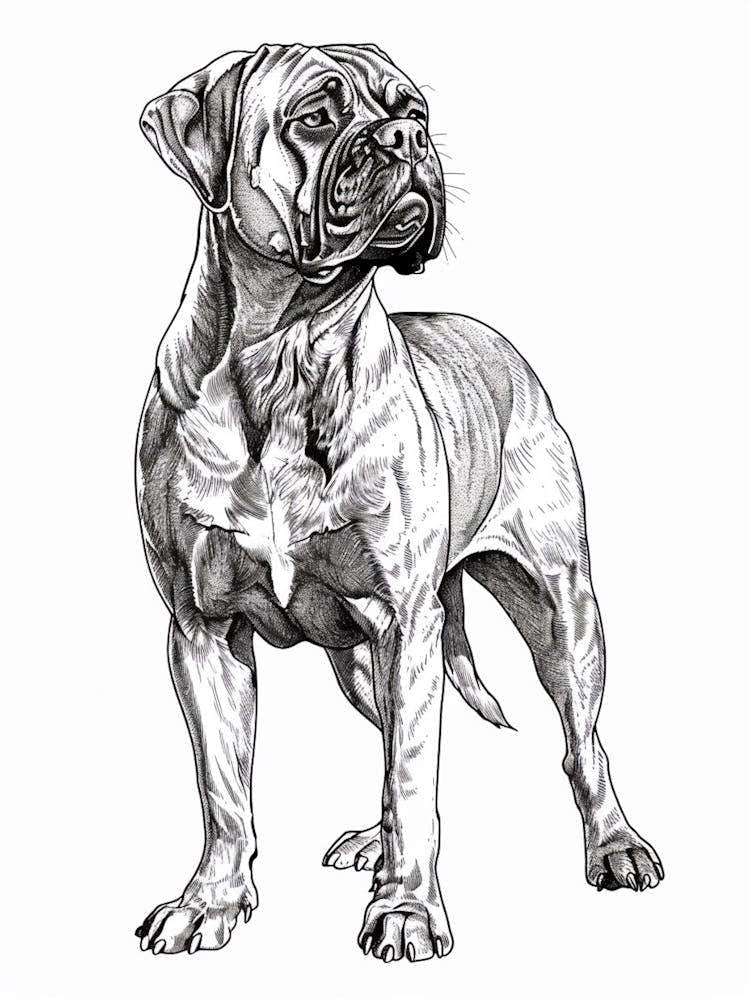 Bullmastiff Dog Line Sketch 2