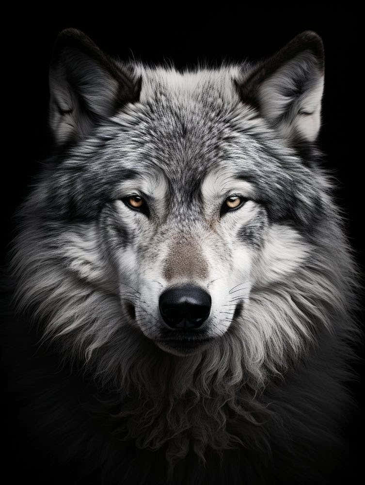 Himalayan Wolf Portrait Black And White 4