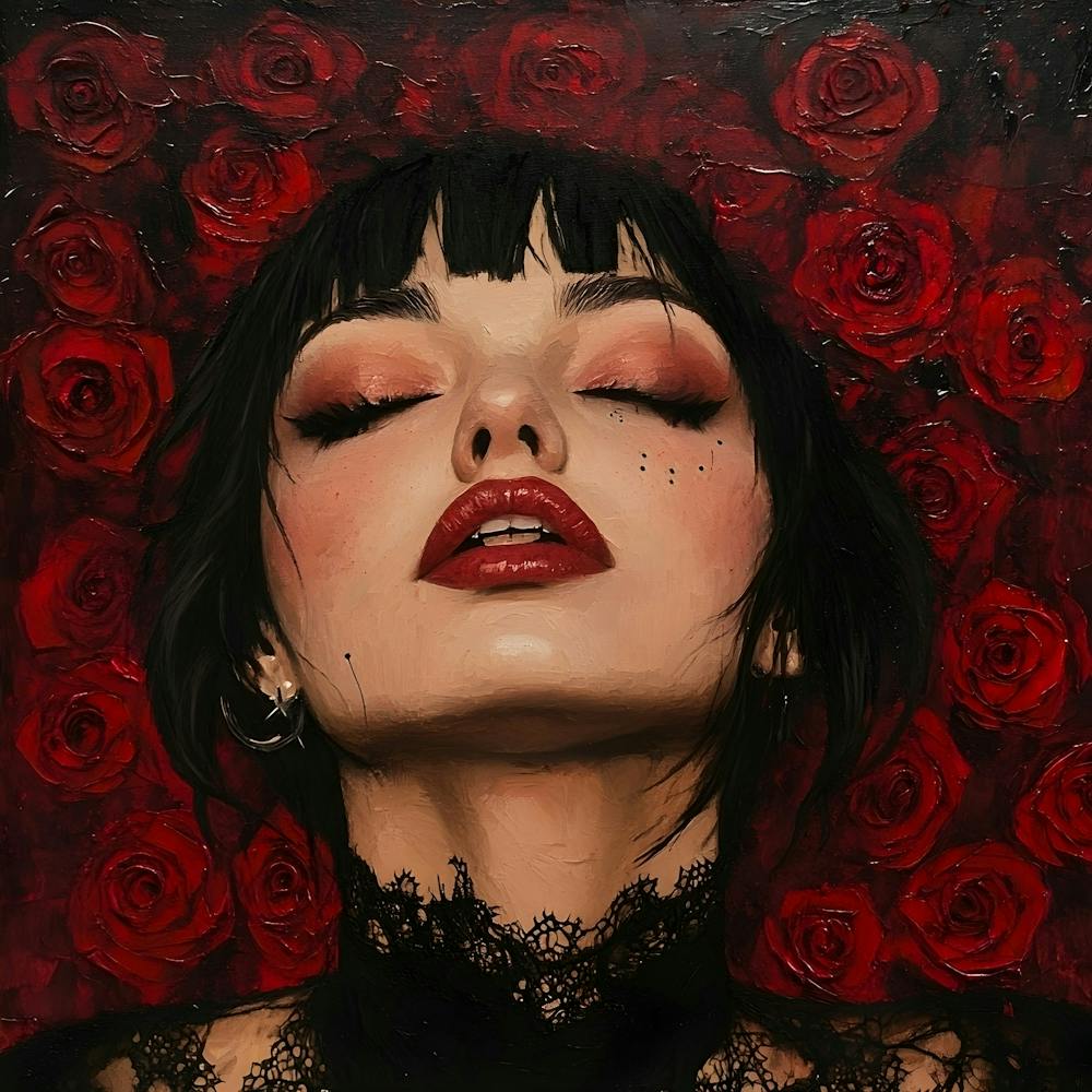 Punk Woman And Red Roses 2