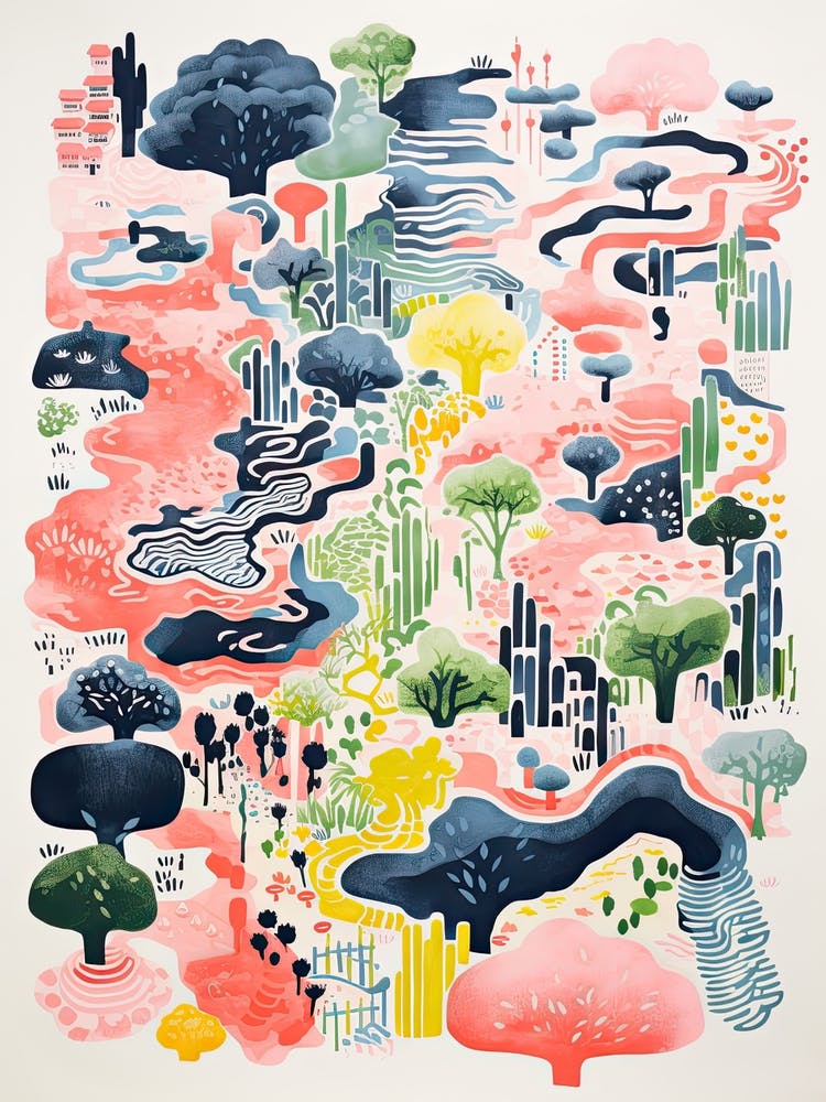 Kenrokuen Gardens Abstract Riso Style 2