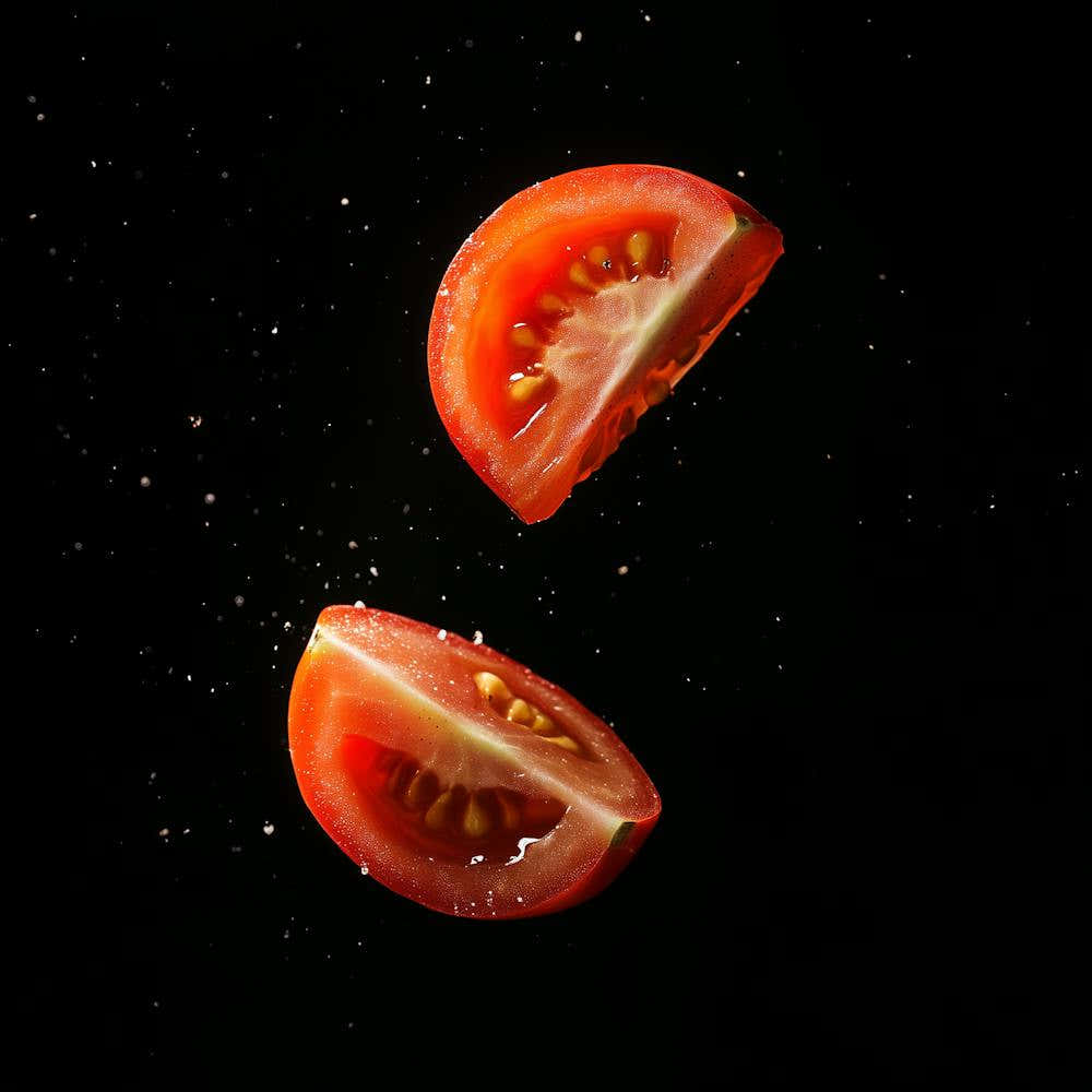 Sliced Tomato On Black Background
