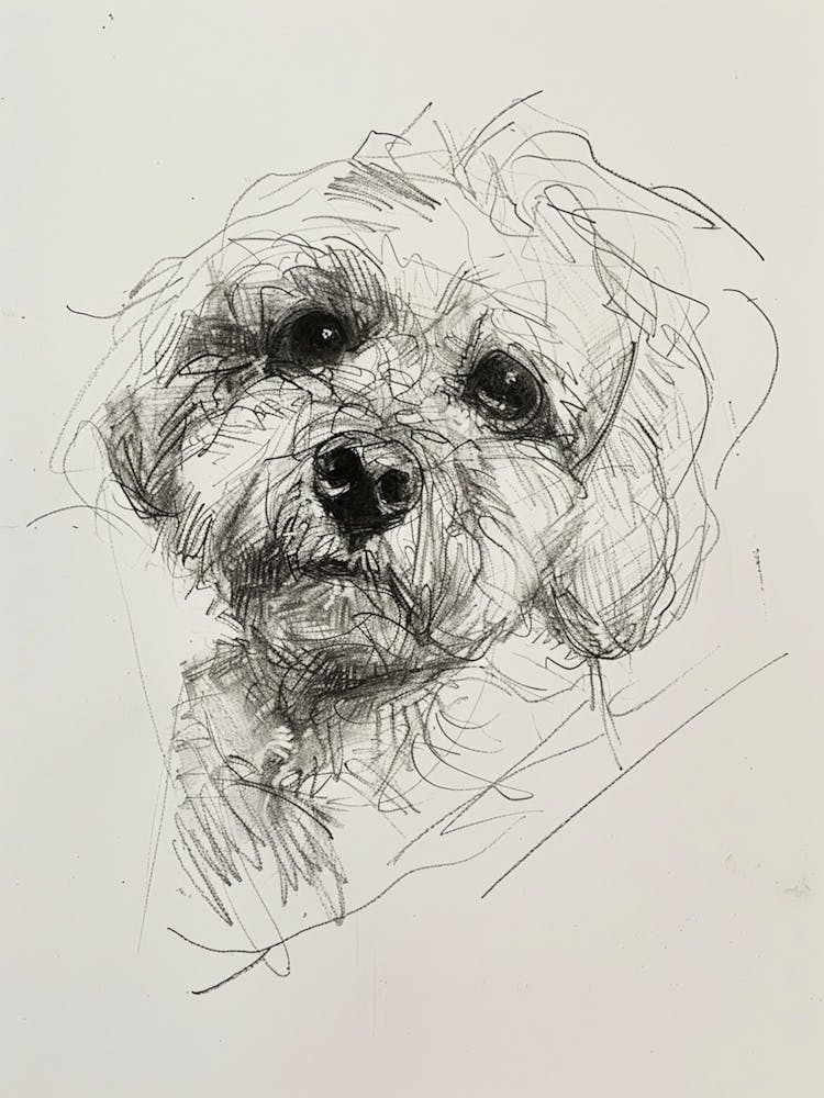 Bichon Frise Dog Charcoal Line 2