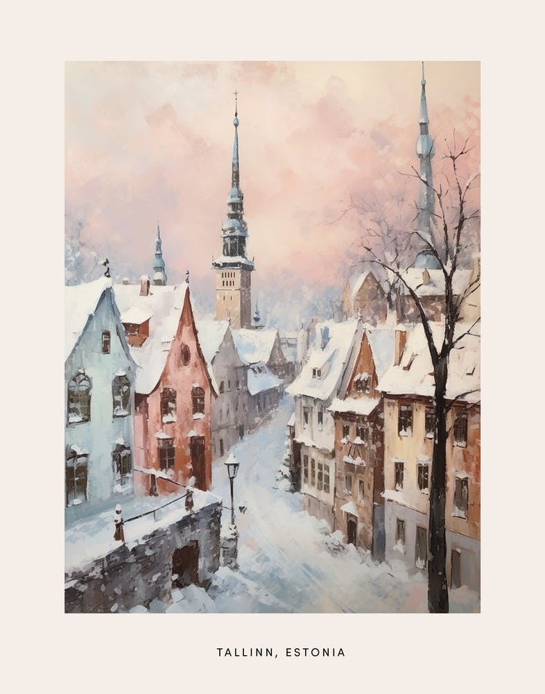 Dreamy Winter Painting Poster Tallinn Estonia 2