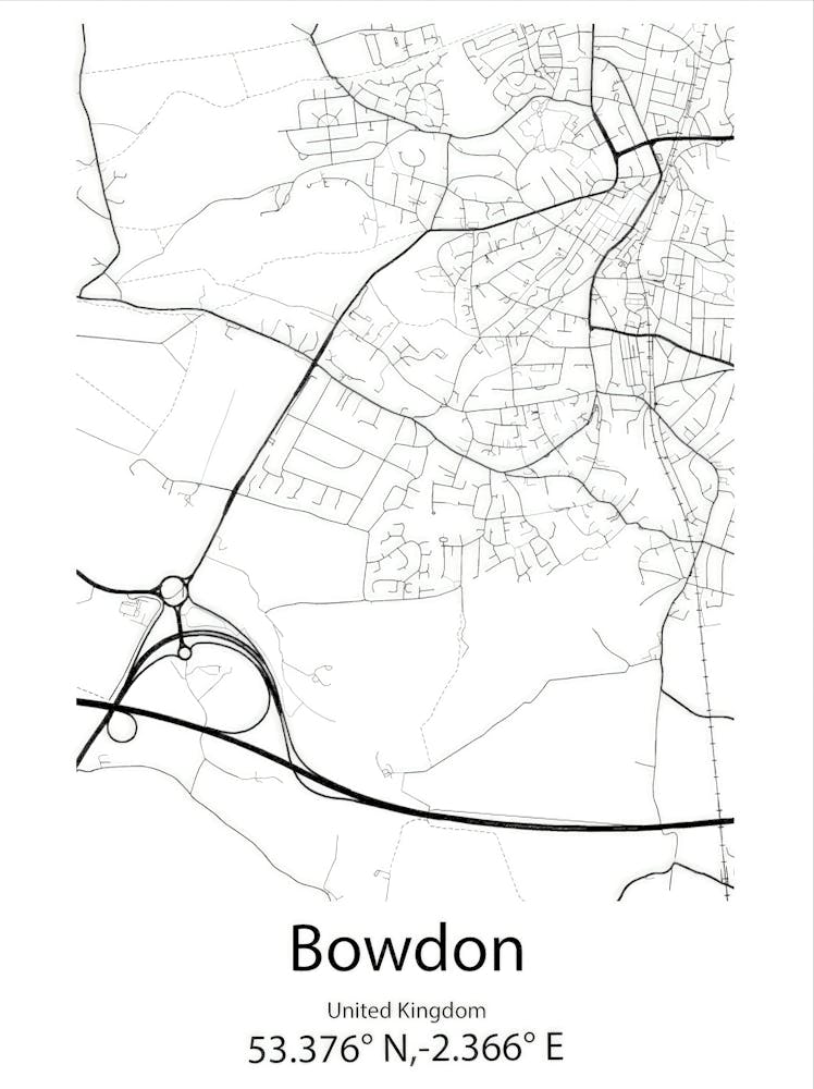 Bowdon,United Kingdom Minimalist Map