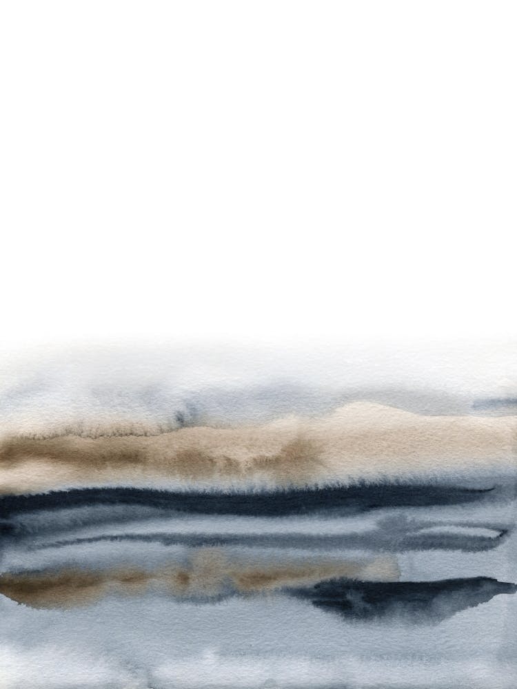 Abstract Watercolor Painting in Blue and Brown