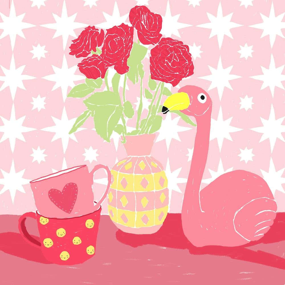 Pink Still Life Square