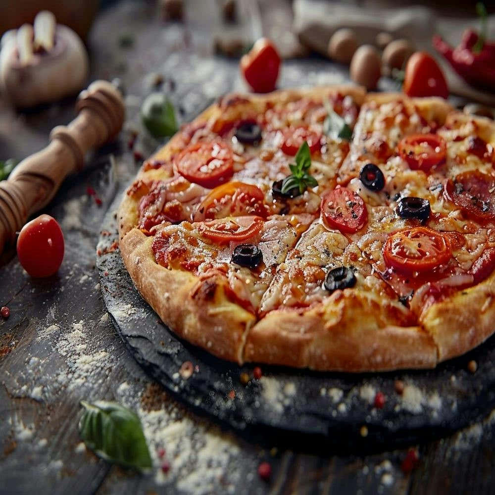 Pizza On A Wooden Table