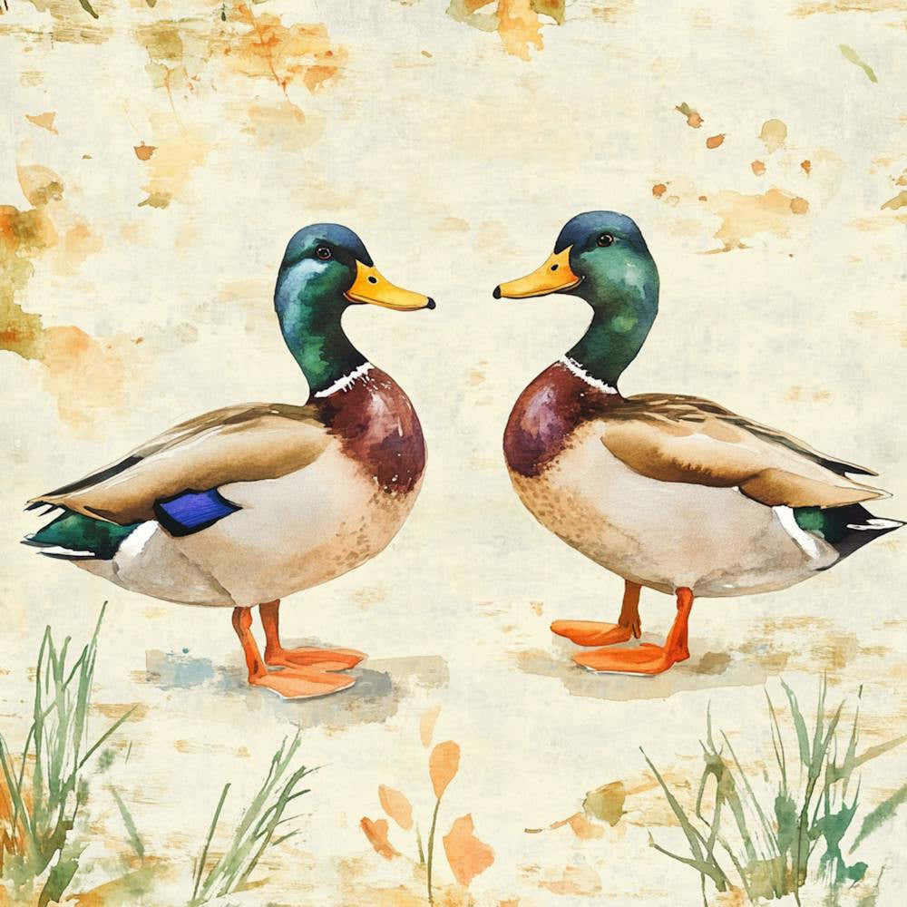 Watercolor Rustic Wild Ducks 8