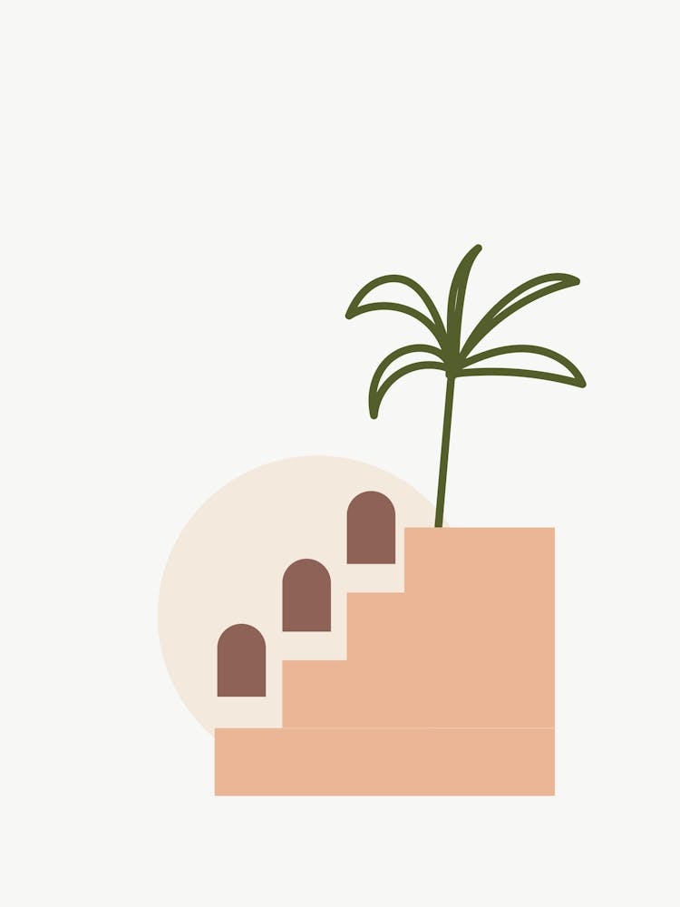 Minimal Terracota Shapes And Palm