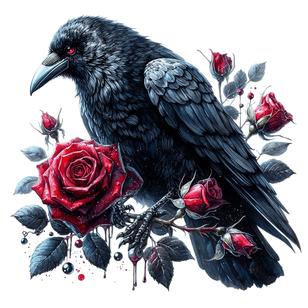 Raven With Roses 1