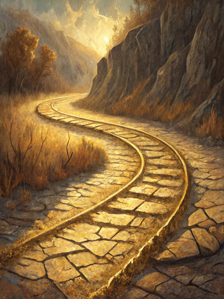 Oil Painting Style Linear Golden Trails Over Texture