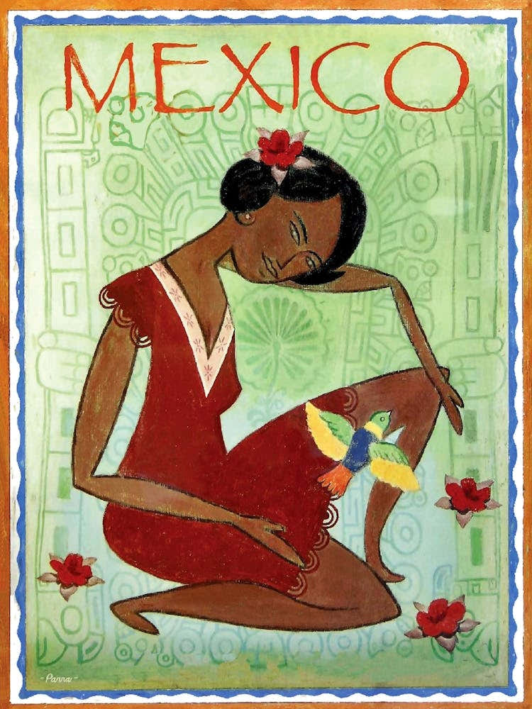 Mexico, Mexican Traditional Art, Woman With A Bird