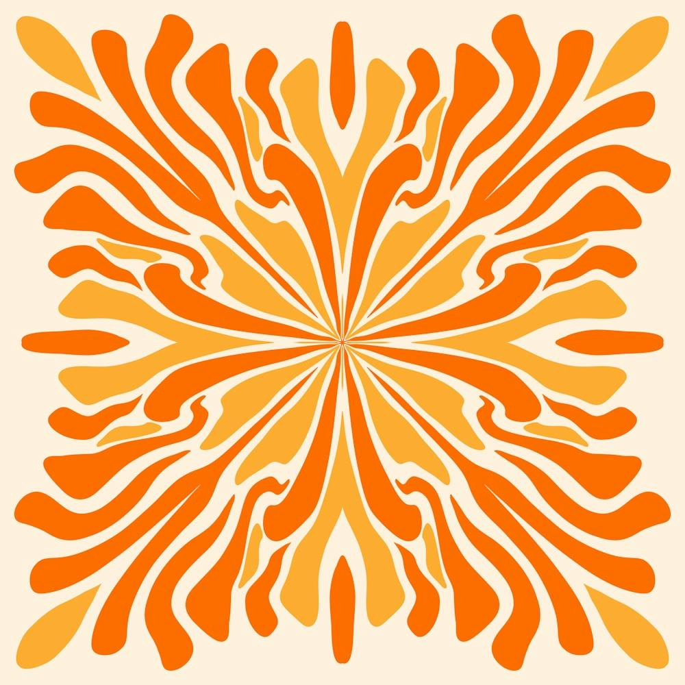 Abstract liquid petals - orange and yellow