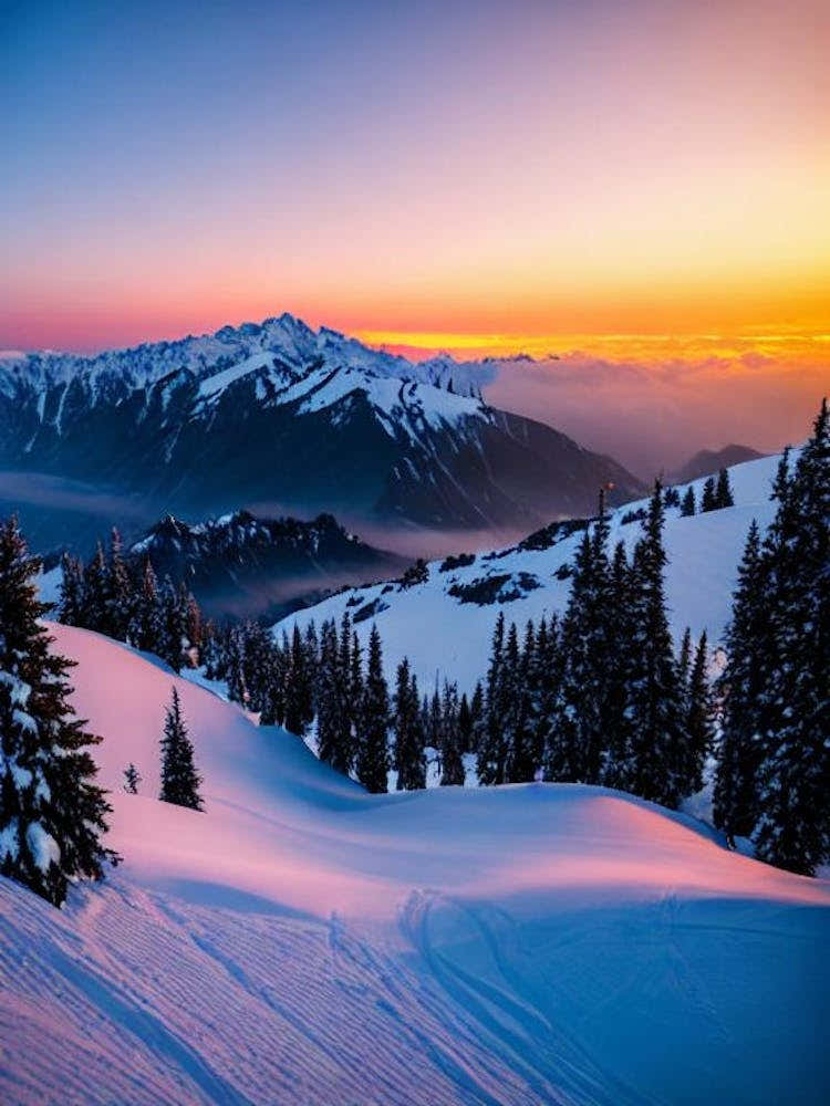 Obertauern, Austria Sunrise Skiing Poster