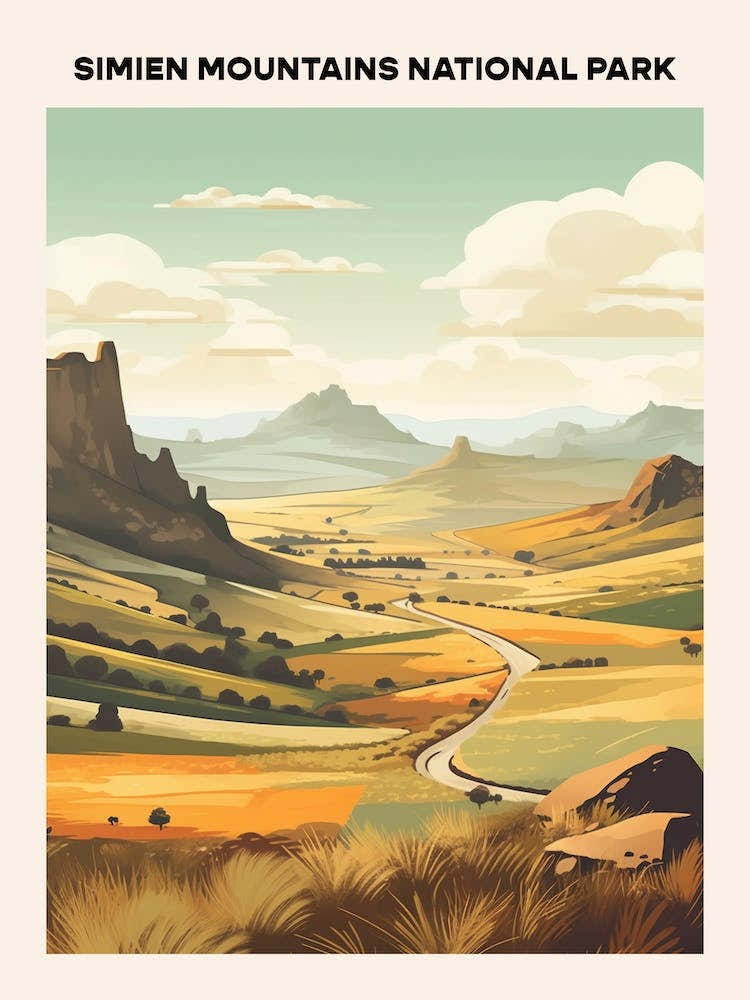 Simien Mountains National Park Midcentury Travel Poster