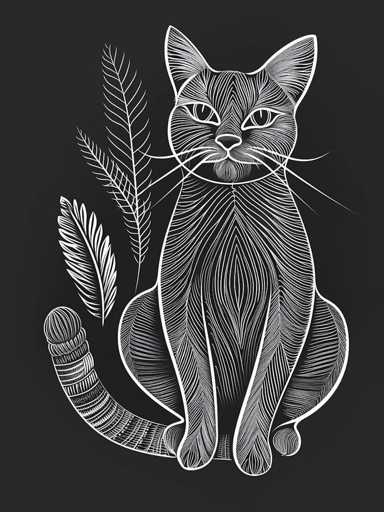 Burmese Cat Minimalist Illustration 2