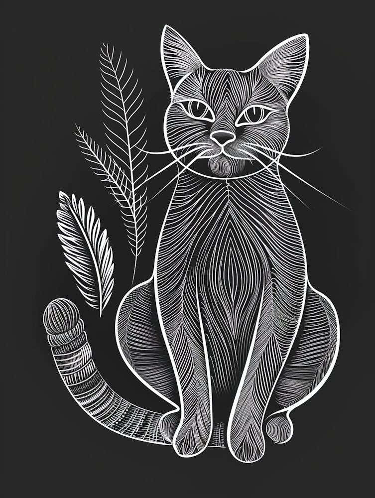 Burmese Cat Minimalist Illustration 2