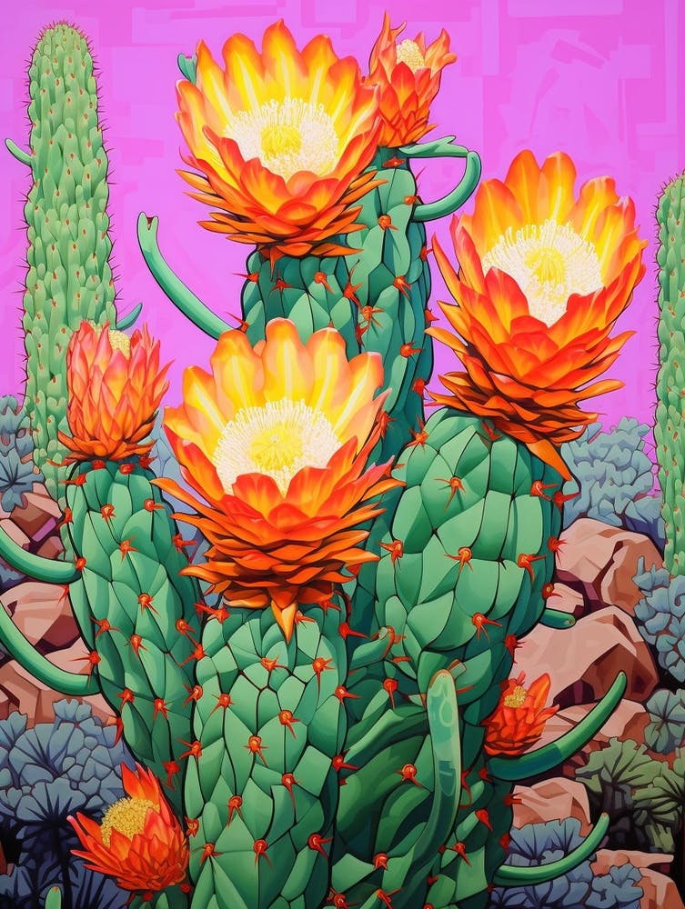 Mexican Style Cactus Illustration Cylindropuntia Kleiniae Cactus 3