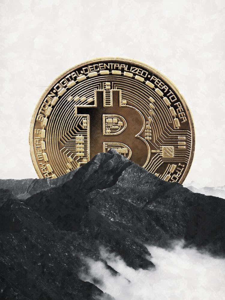 Bitcoin Rising Behind The Mountain