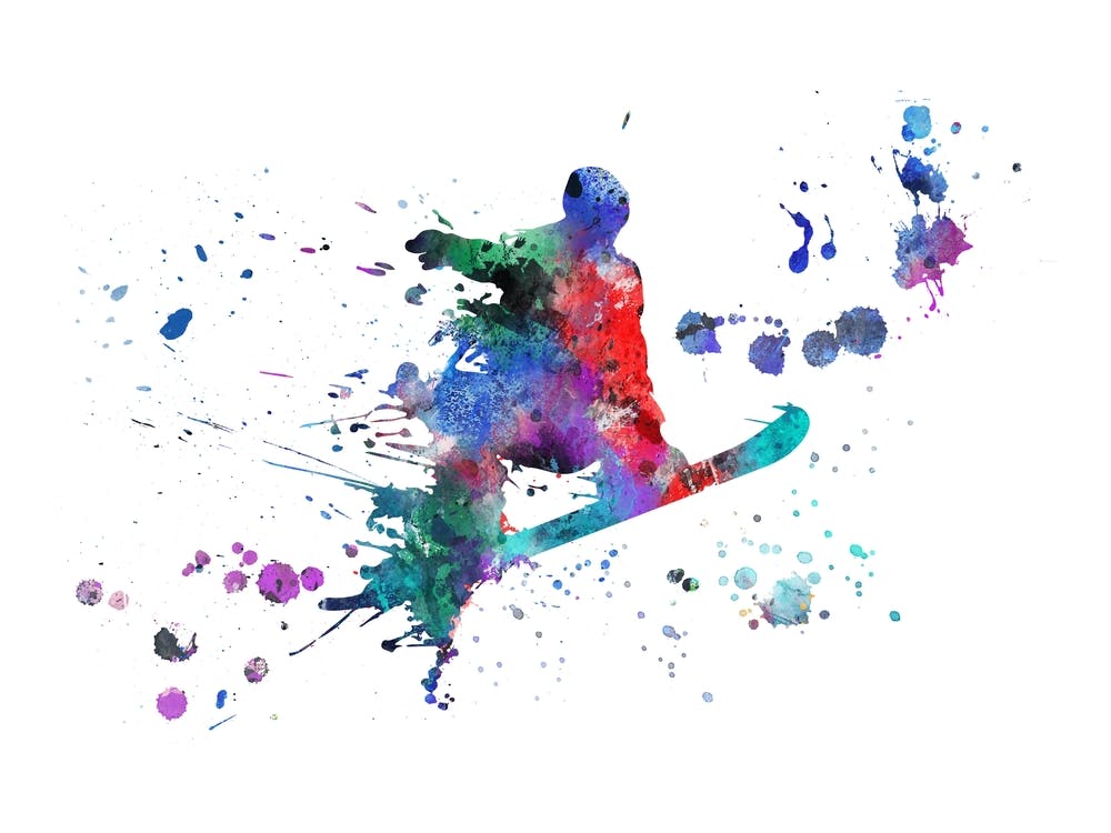 Snowboarder Watercolor