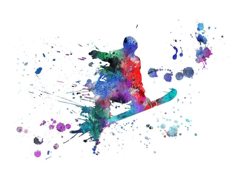 Snowboarder Watercolor