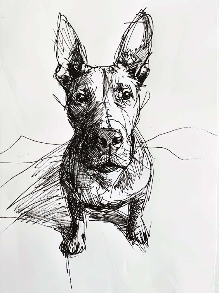 Miniature Bull Terrier Line Sketch 2