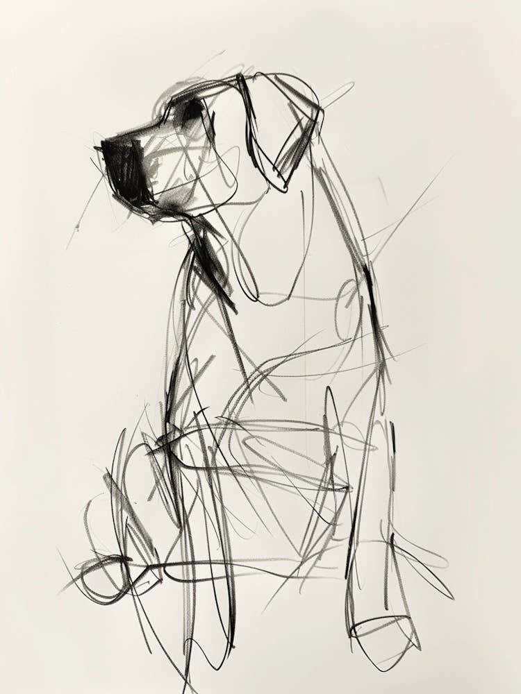 Minimalist Labrador Dog Charcoal Line 2