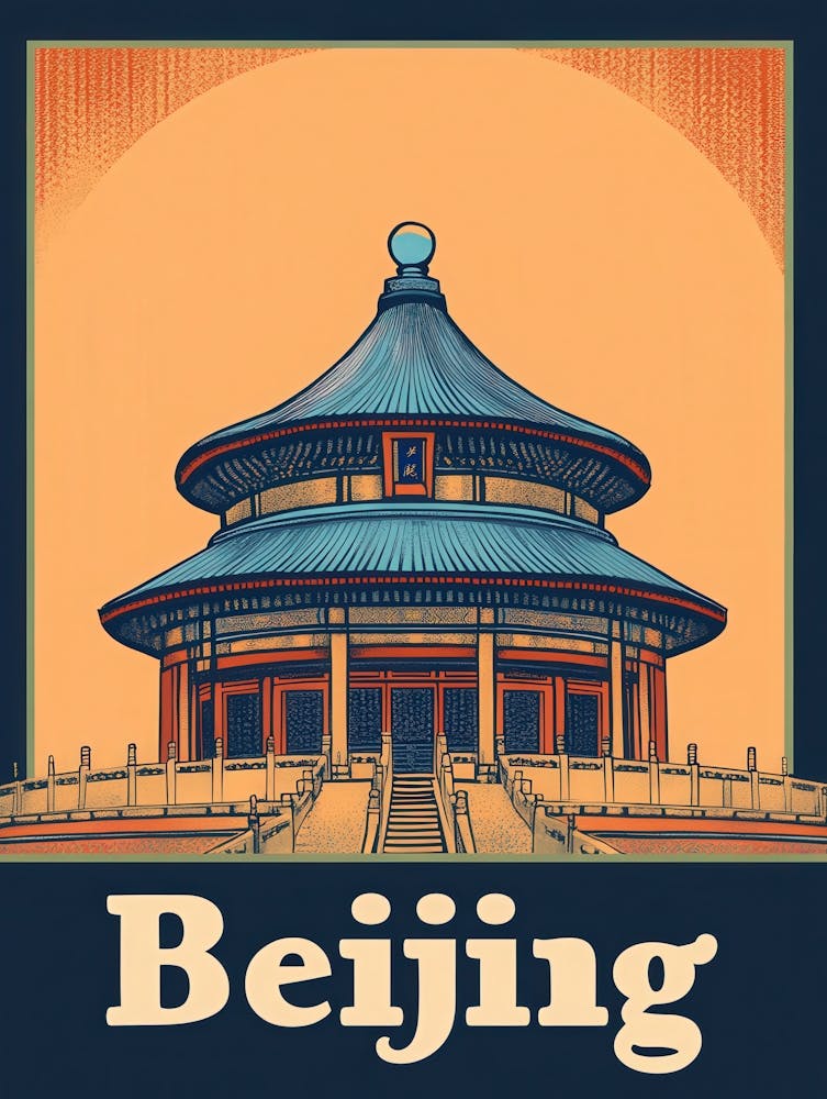Aihrgdesign A Retro Travel Poster For Beijing Featuring The S Bb02567f 5e73 4c4b 90b0 020e466e6410 0