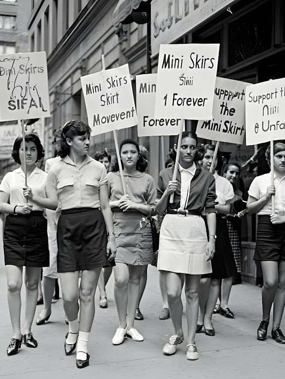 Black and White Fashion Protest - Mini Skirts Demonstration