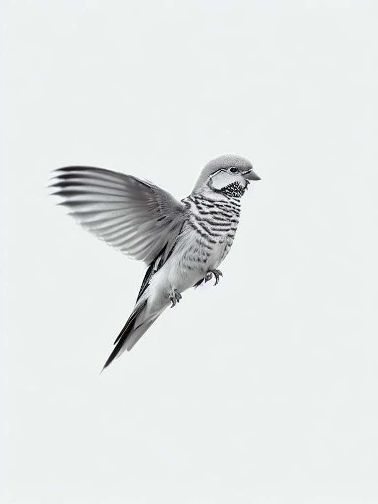 Budgerigar B&W Pencil Drawing 2 Bird