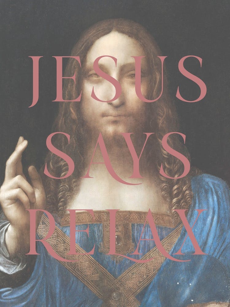 Jesus Says Relax Blue & Brown