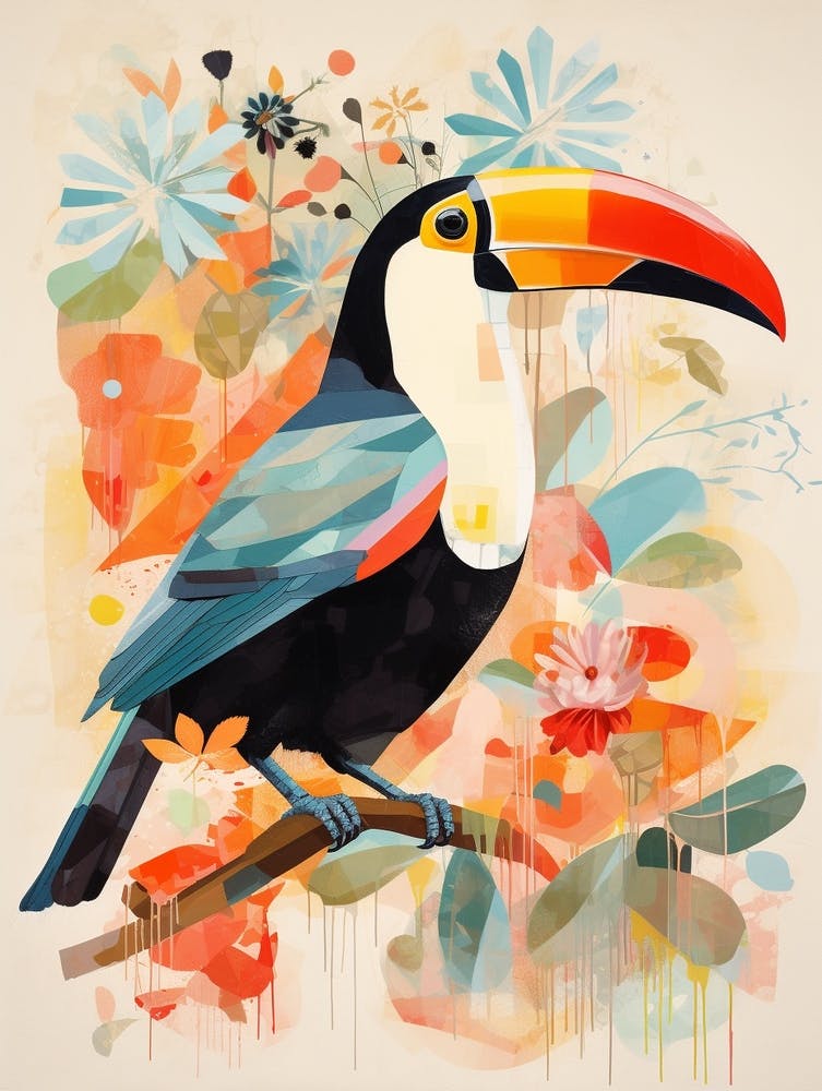 Bird Painting Collage Toucan 1
