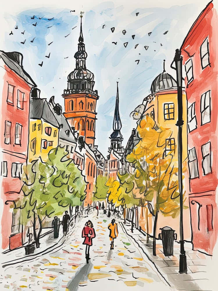 Stockholm, Dreamy Storybook Illustration 1