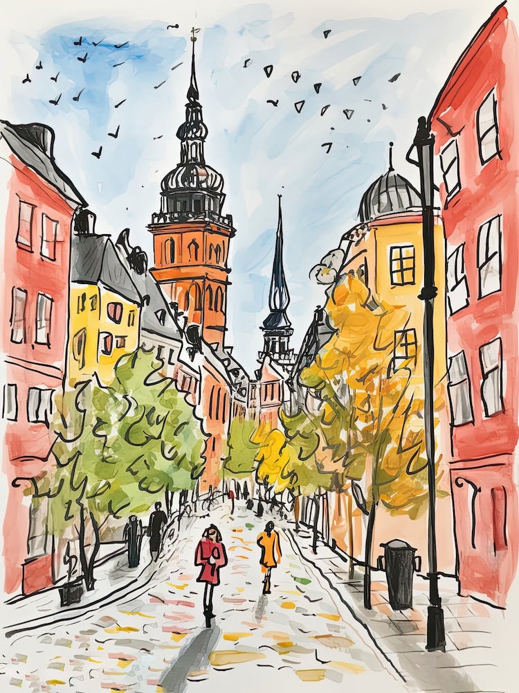 Stockholm, Dreamy Storybook Illustration 1