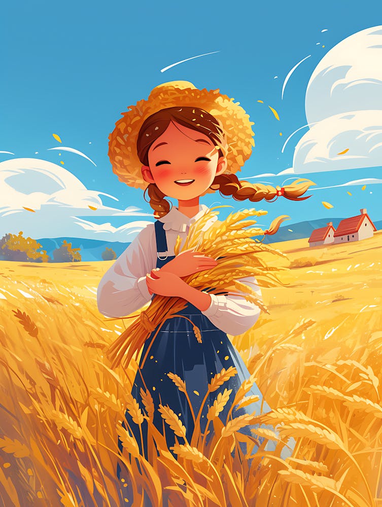 Cute Little Girl In A Wheat Field 9