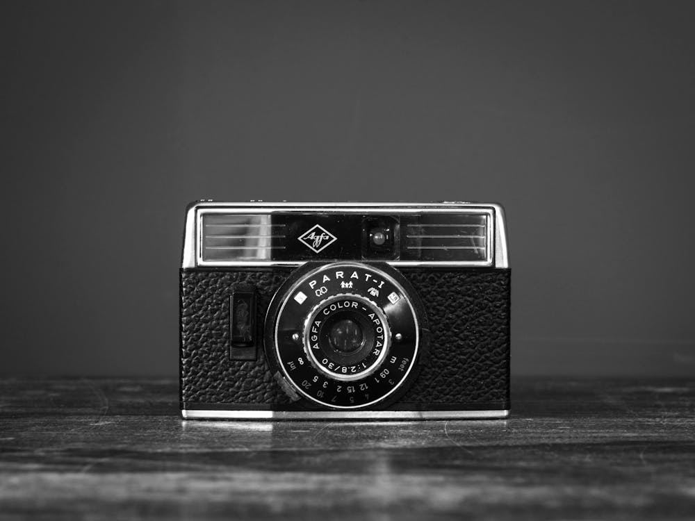 Vintage black and white Agfa camera - retro dark film photography by Christa Stroo Photography