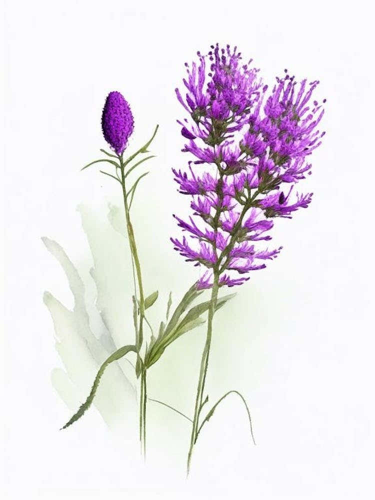 Purple Prairie Clover Wildflower Watercolour