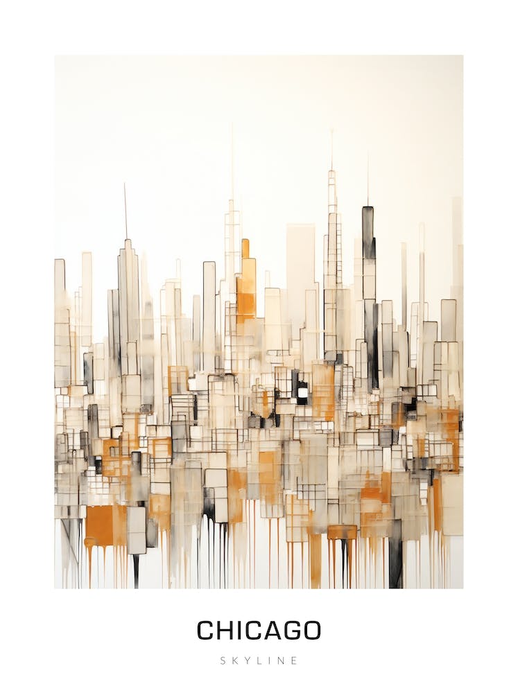 Chicago Skyline 7 B&W Poster